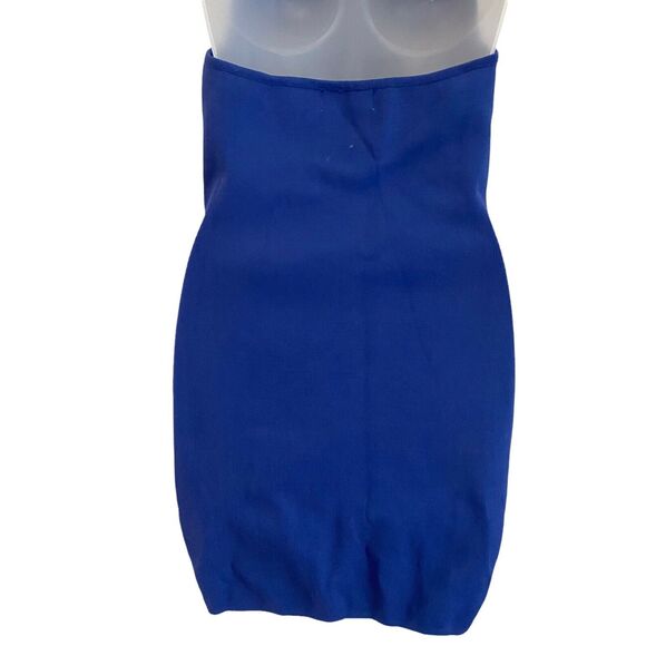By The Way Medium Halter Bodycon Dress Blue Ribbed Mini Short Club - Picture 4 of 9